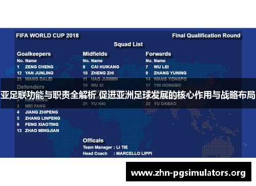 亚足联功能与职责全解析 促进亚洲足球发展的核心作用与战略布局